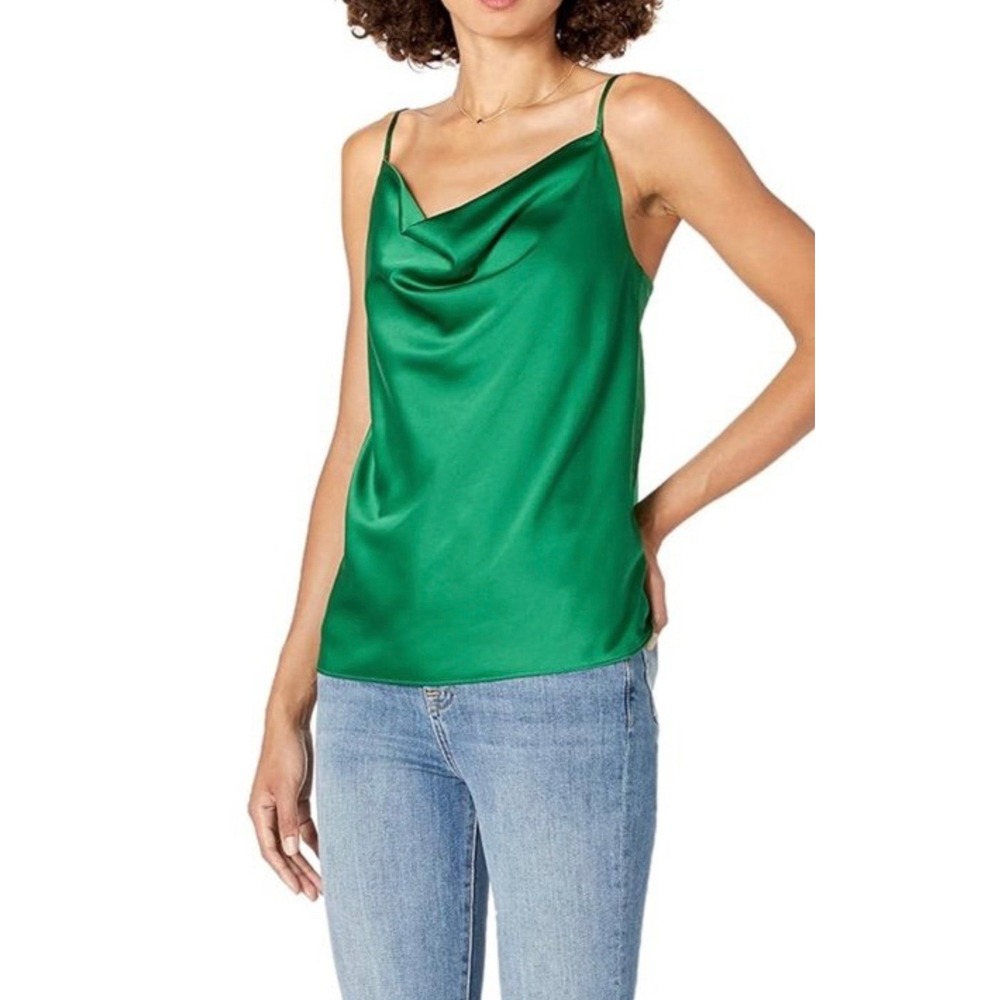 The Drop Women's Christy Cowl-Neck Cami Silky‎ Stretch Top XXS Green